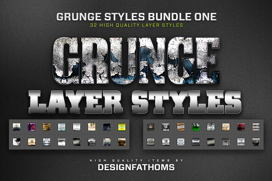 32 Grunge Styles Bundle 1 in Photoshop Layer Styles - product preview 8