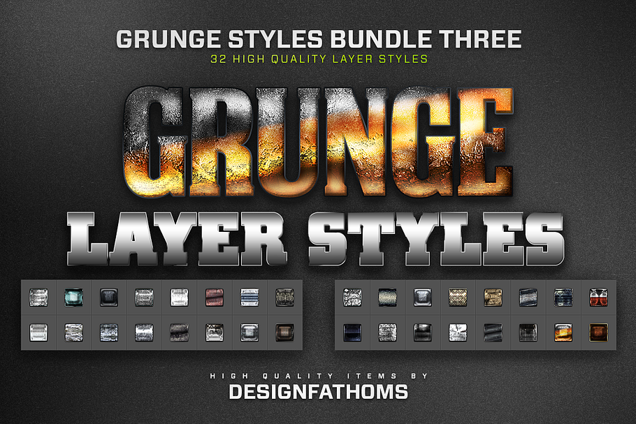 32 Grunge Styles Bundle 3 in Photoshop Layer Styles - product preview 8