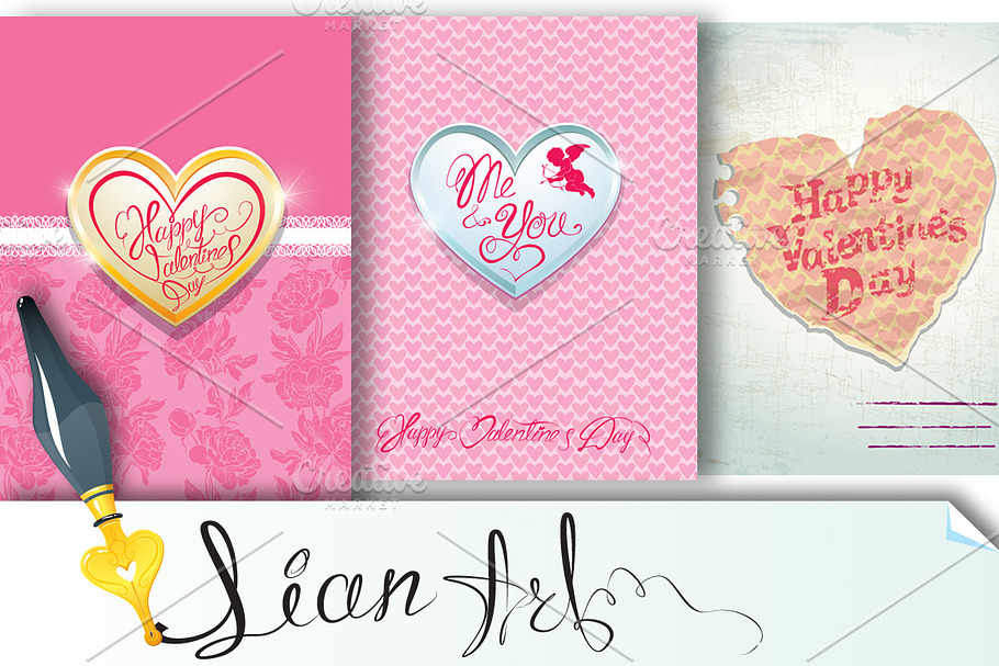 3 Valentine's day Cards in Postcard Templates - product preview 8