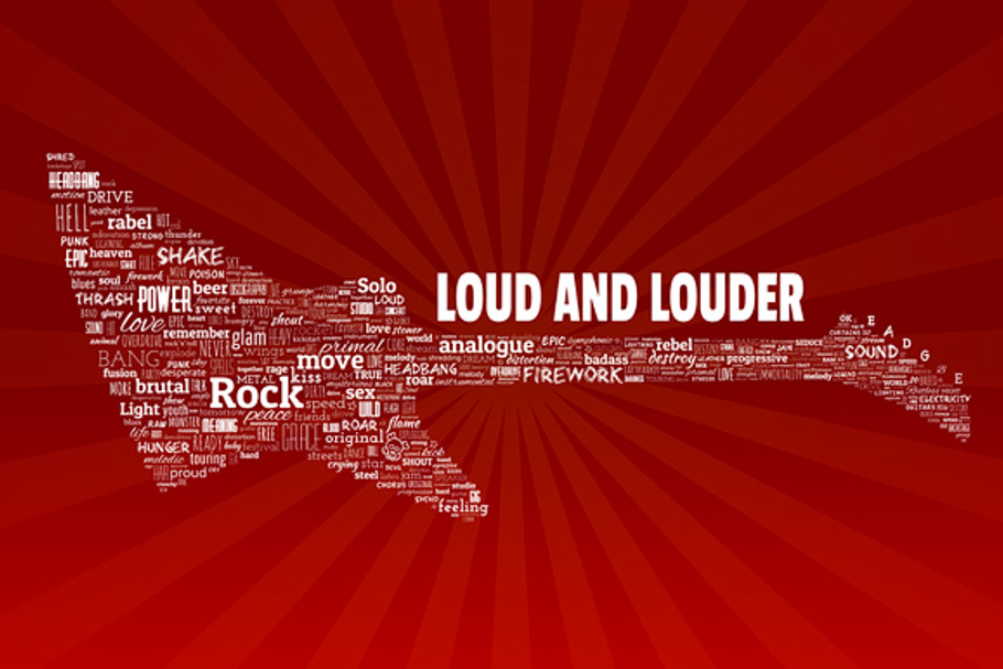 Rock Guitar Words Design in Illustrations - product preview 8