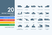 20 military equipment icons
