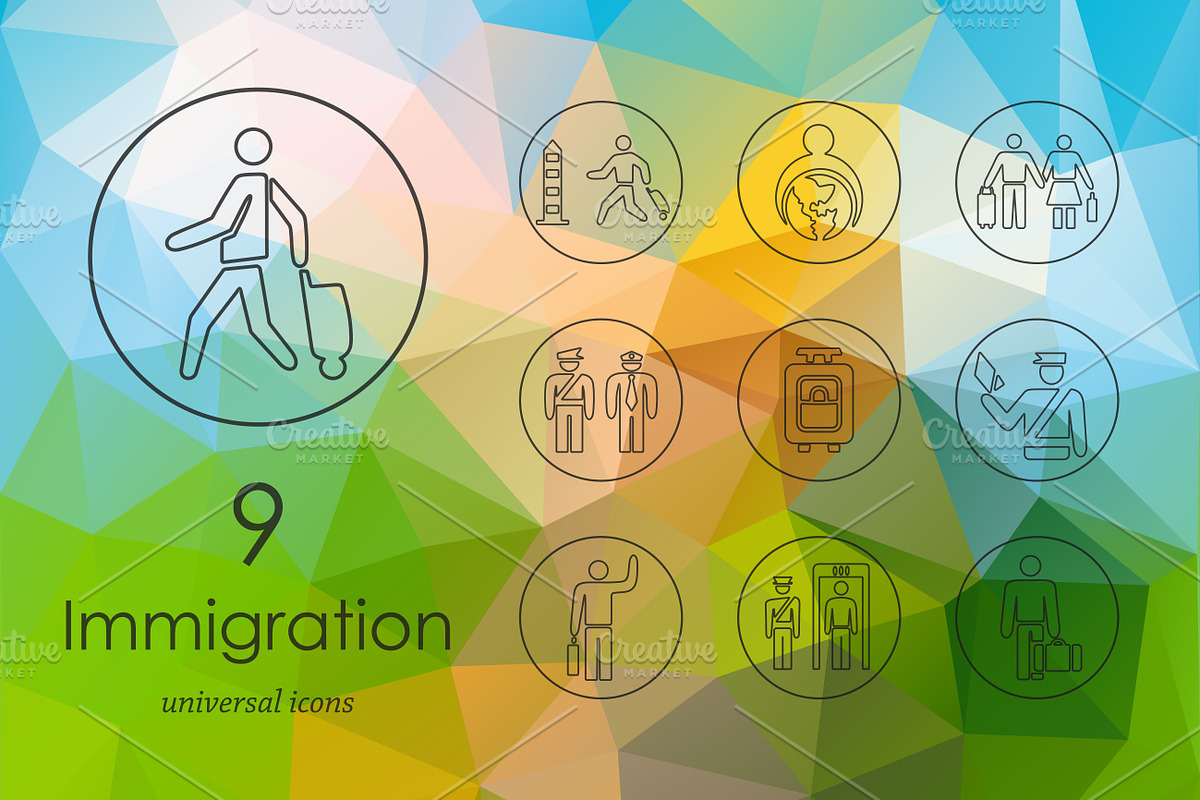 9 immigration line icons in Graphics - product preview 8