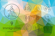 9 immigration line icons