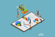 Business report isometric concept