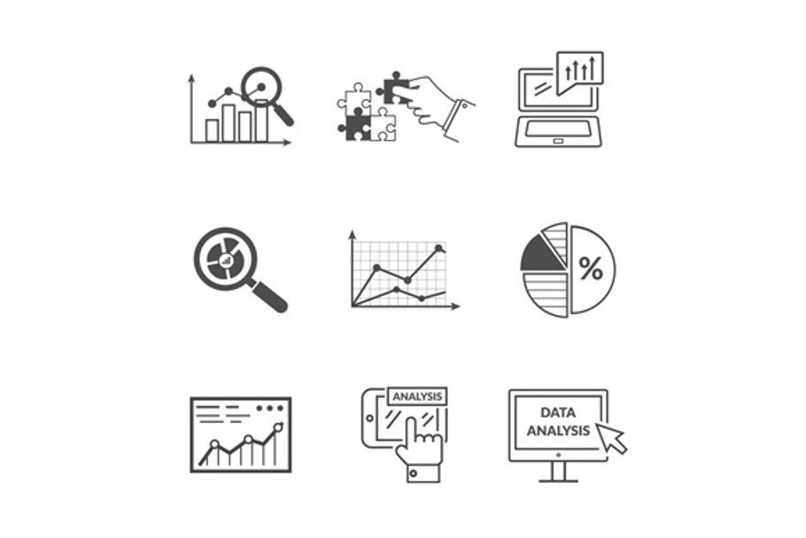 Set of Black Icons Data Analysis in Graphics - product preview 8