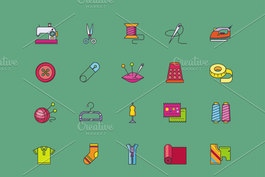 Set Icons of Creative Sewing in Graphics - product preview 8