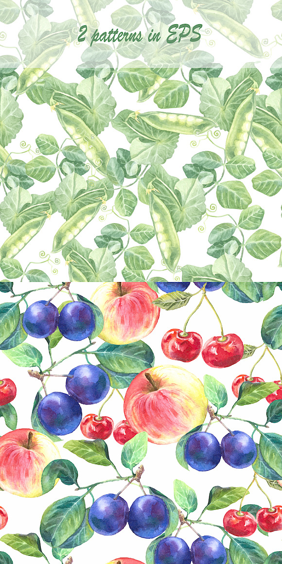 Watercolor fruits and vegetables set in Illustrations - product preview 4