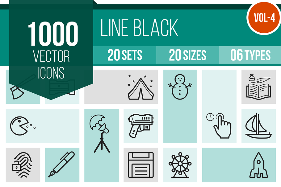 1000 Line Icons (V4) in Graphics - product preview 8