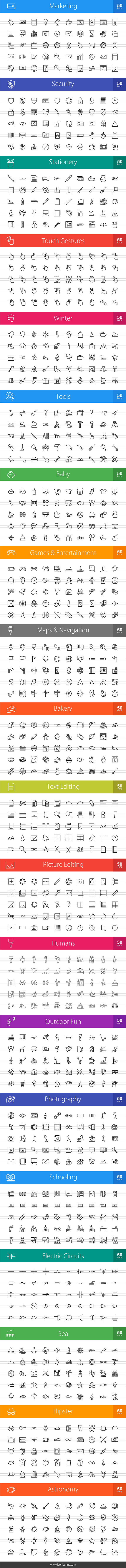 1000 Line Icons (V4) in Graphics - product preview 1