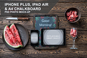 Iphone, Ipad and Chalkboard Mockup