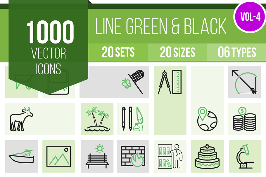 1000 Line Green & Black Icons (V4) in Icons - product preview 8