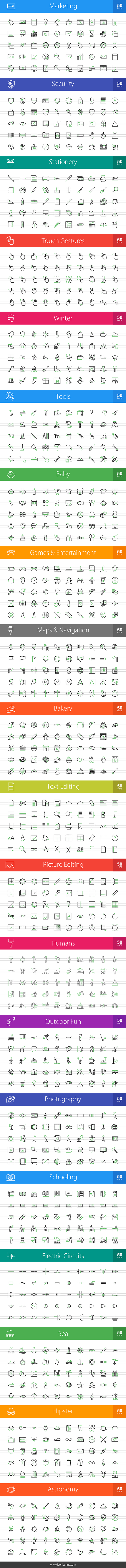 1000 Line Green & Black Icons (V4) in Icons - product preview 1