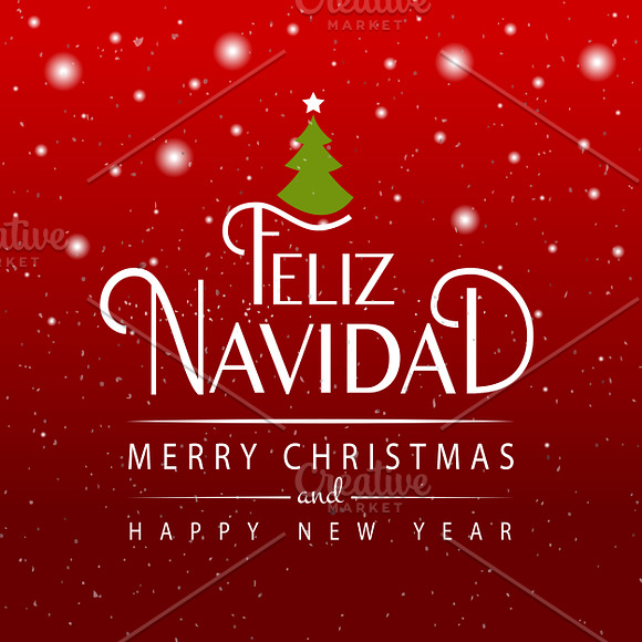 Feliz Navidad Lettering Card in Card Templates - product preview 1