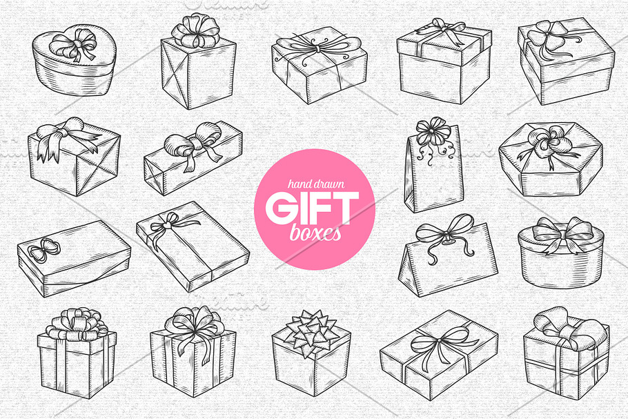 Gift boxes graphic set in Illustrations - product preview 8