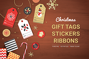 Christmas Ribbons, Stickers, Tags