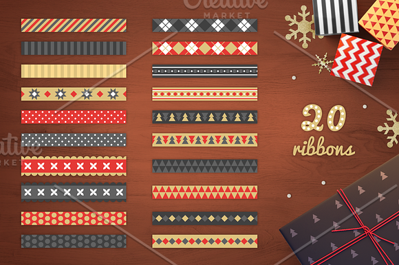 Christmas Ribbons, Stickers, Tags in Patterns - product preview 3