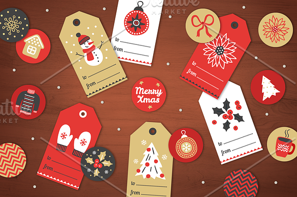 Christmas Ribbons, Stickers, Tags in Patterns - product preview 4
