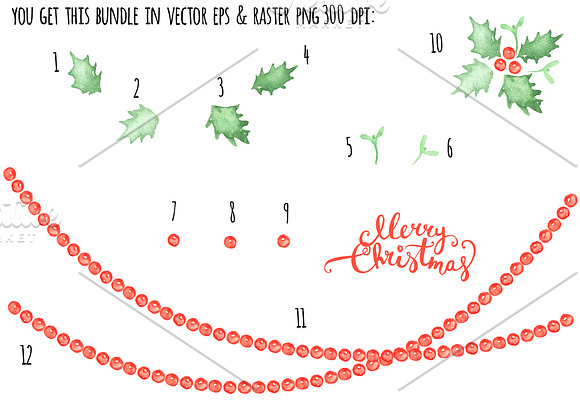 Watercolor Christmas design in Illustrations - product preview 1