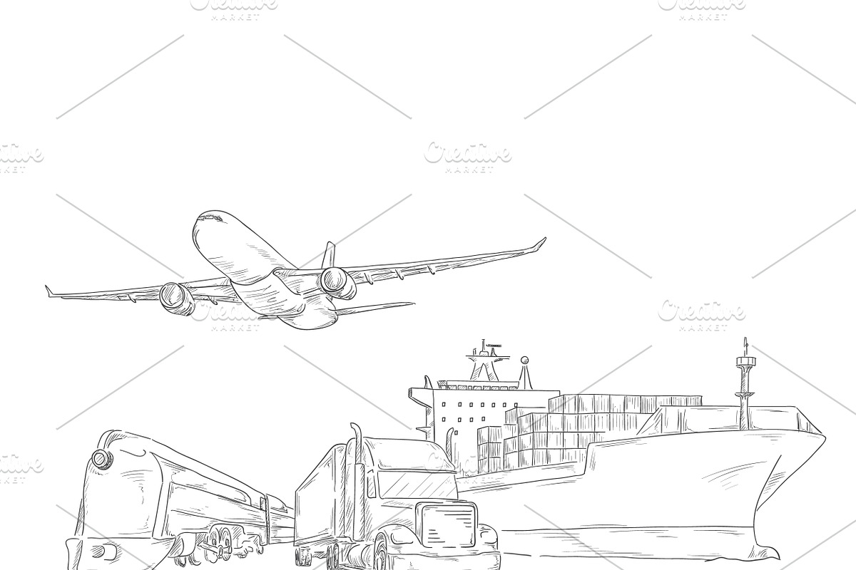 Logistics sketchy sign in Illustrations - product preview 8