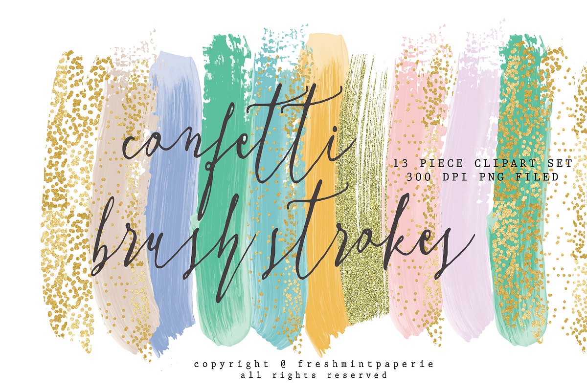 Confetti gold paint brush strokes in Graphics - product preview 8