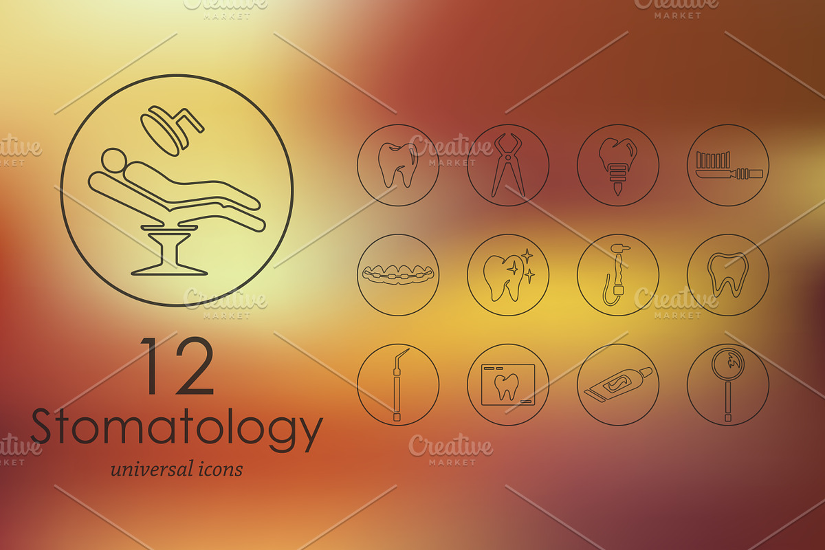 12 stomatology line icons in Graphics - product preview 8