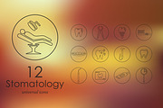 12 stomatology line icons