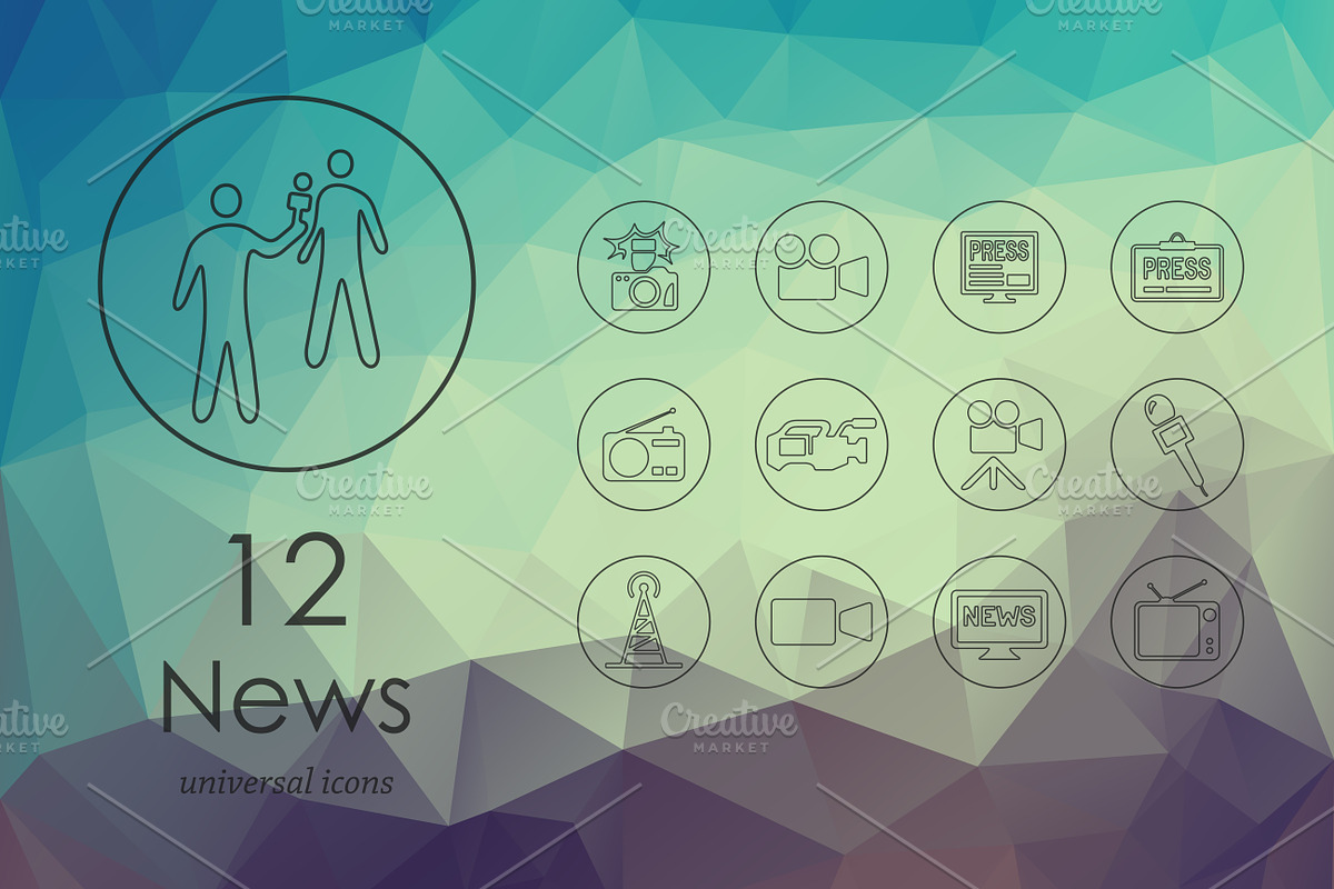 12 news line icons in Graphics - product preview 8