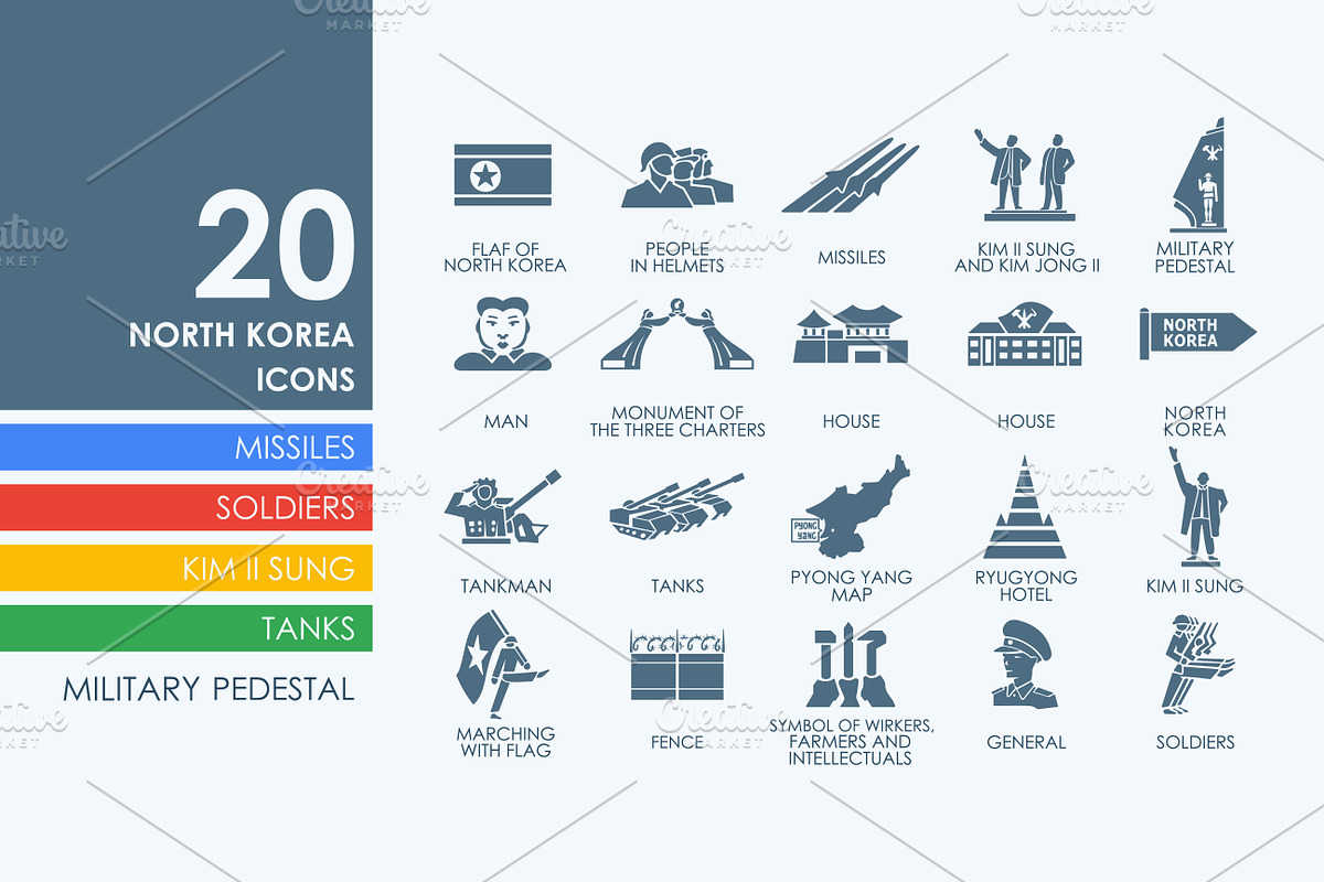 Set of North Korea icons in Graphics - product preview 8