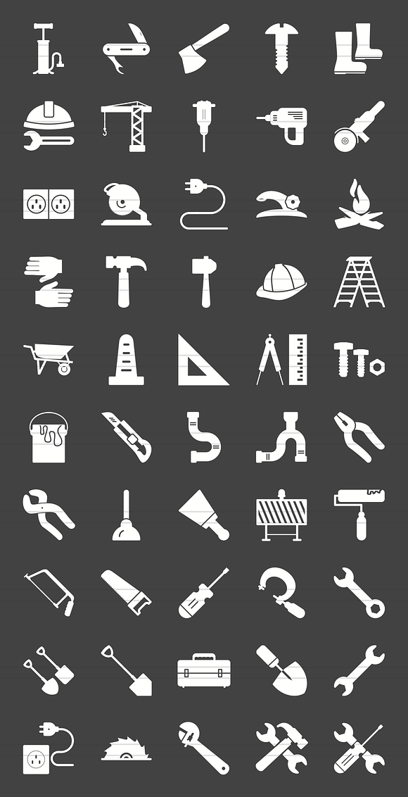 50 Tools Glyph Inverted Icons in Graphics - product preview 1