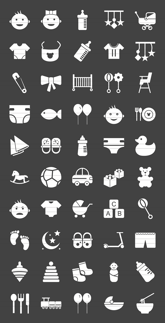 50 Baby Glyph Inverted Icons in Graphics - product preview 1