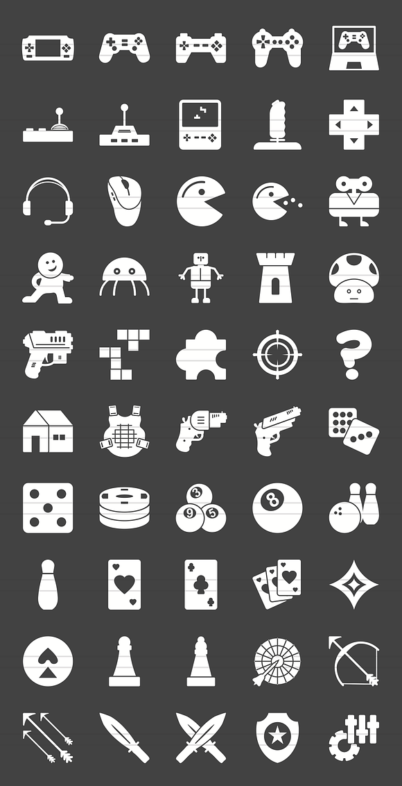 50 Games Glyph Inverted Icons in Graphics - product preview 1