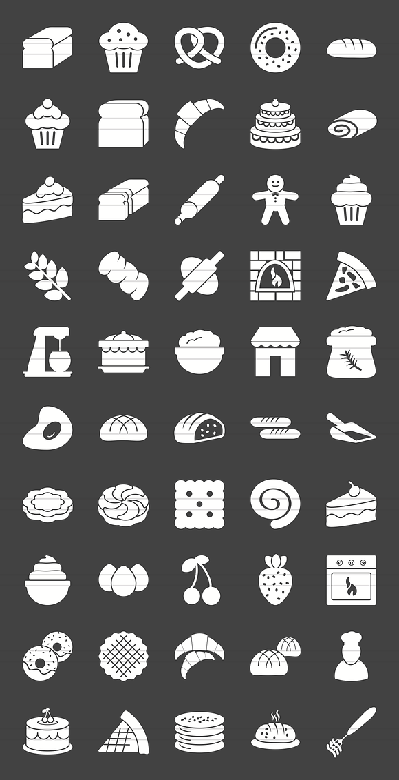 50 Bakery Glyph Inverted Icons in Graphics - product preview 1