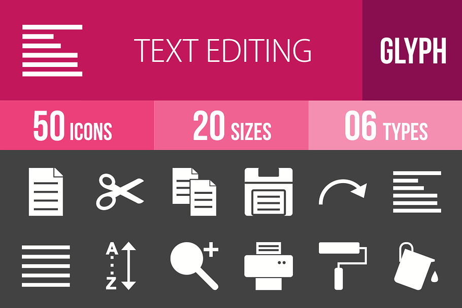 50 Text Editing Glyph Inverted Icons