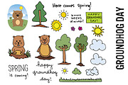 Groundhog Day Doodle Clipart