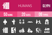 50 Humans Glyph Inverted Icons