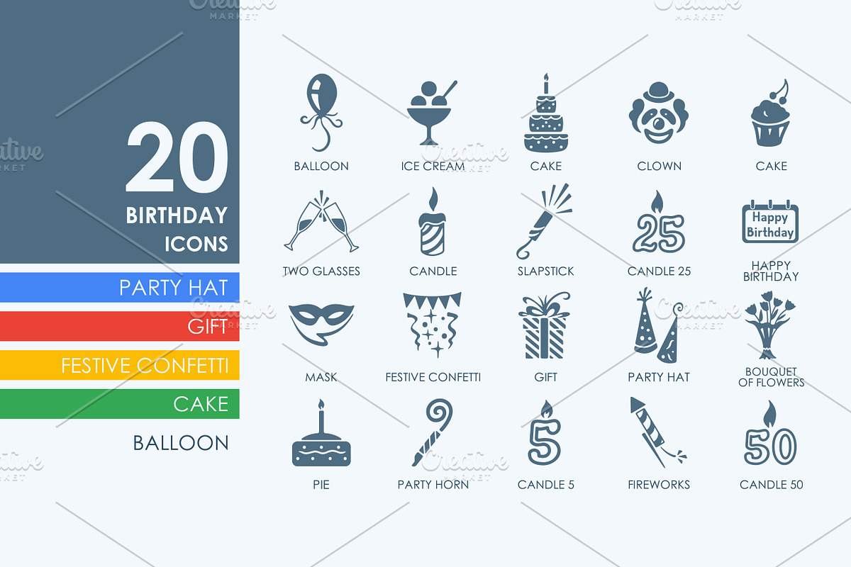 20 birthday icons in Happy Birthday Icons - product preview 8
