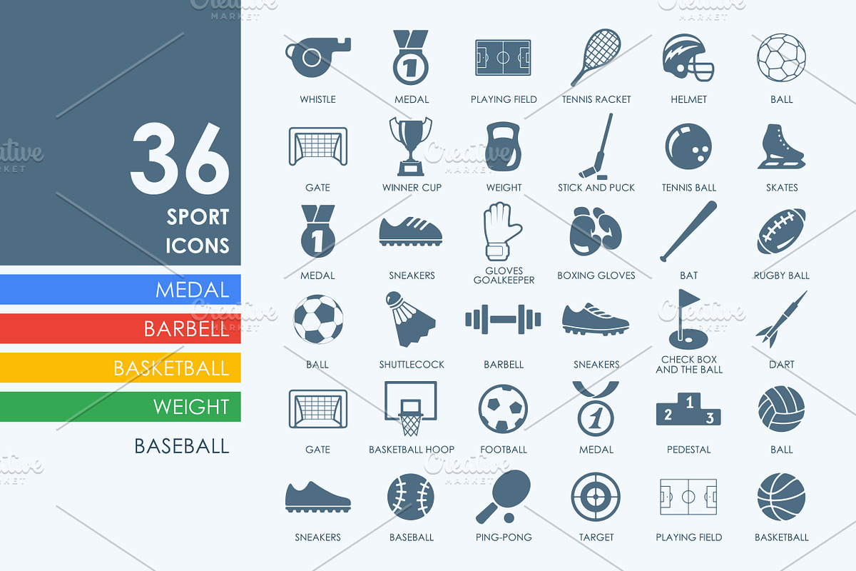 36 sport icons in Sports Icons - product preview 8
