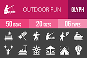 50 Outdoor Fun Glyph Inverted Icons
