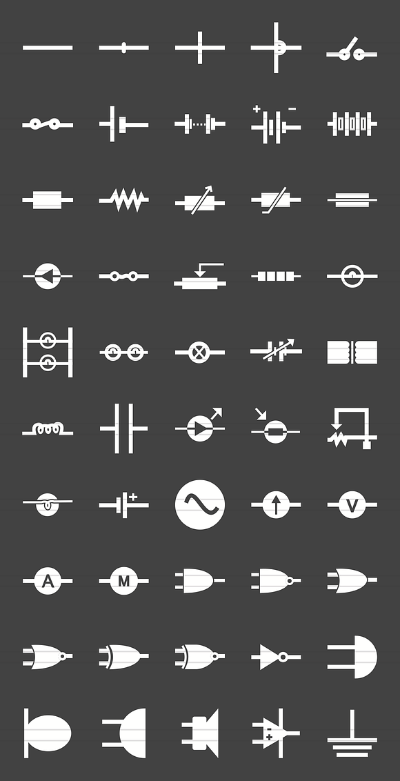 50 Circuits Glyph Inverted Icons in Icons - product preview 1