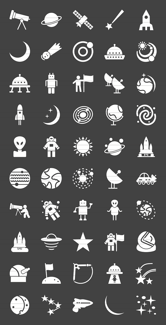 50 Astronomy Glyph Inverted Icons in Graphics - product preview 1