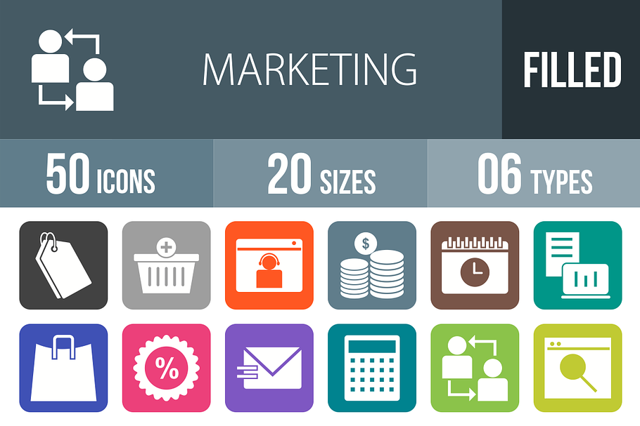 50 Marketing Flat Round Corner Icons in Graphics - product preview 8