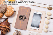 Iphone 6s & Wooden Tag Mockup