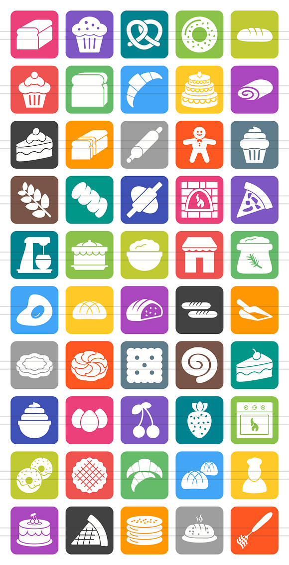 50 Bakery Flat Round Corner Icons in Icons - product preview 1