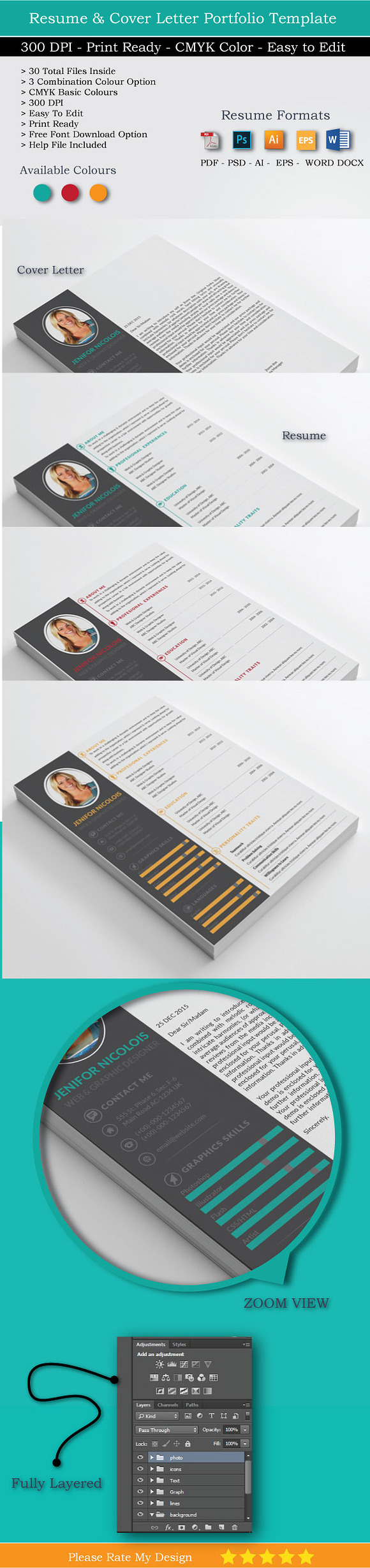 CV - Resume and Cover letter in Letter Templates - product preview 3