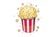 Popcorn in striped basket