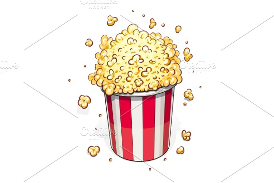 Popcorn in striped basket in Graphics - product preview 8
