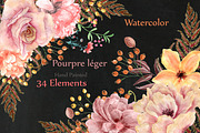 Watercolor flowers and wreaths
