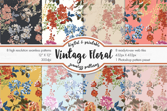 Vintage Floral Design Bundle in Illustrations - product preview 2