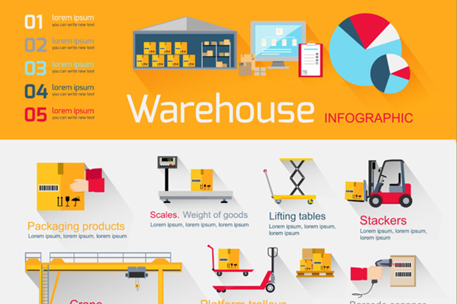 Infographics Equipment Warehouse in Illustrations - product preview 8