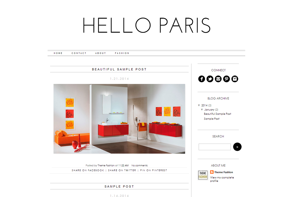 Blogger Template - Hello Paris in Themes - product preview 8